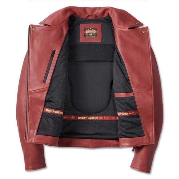 Harley Davidson Women's 120th Anniversary D-Pocket Biker Leather Jacket - Black - Picture 14 of 16